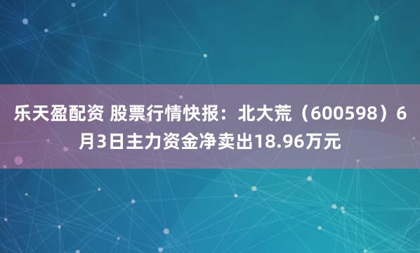乐天盈配资 股票行情快报：北大荒（600598）6月3日主力资金净卖出18.96万元